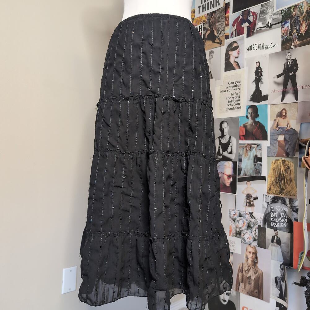 Tiered Sequin Stripe Y2k Goth Skirt